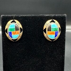 Carolyn Pollack Vintage Multi Gemstone Sterling Earrings